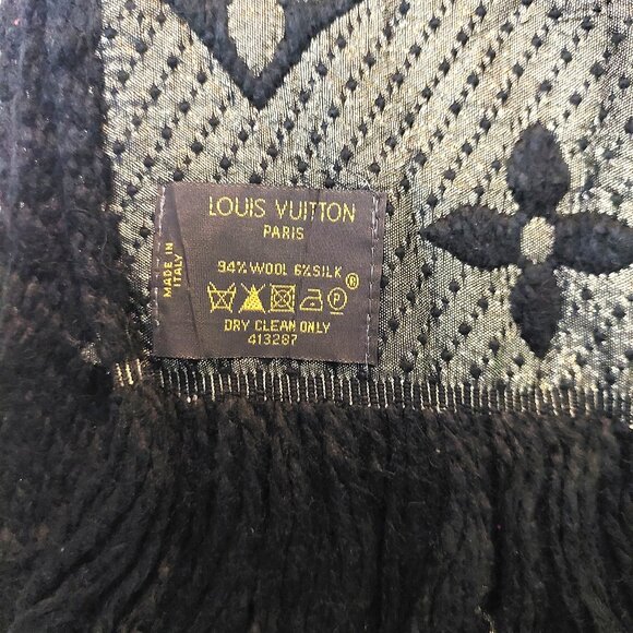 LOUIS VUITTON LV Vintage Black & Gold Monogram Scarf Scarves - Picture 7 of 7